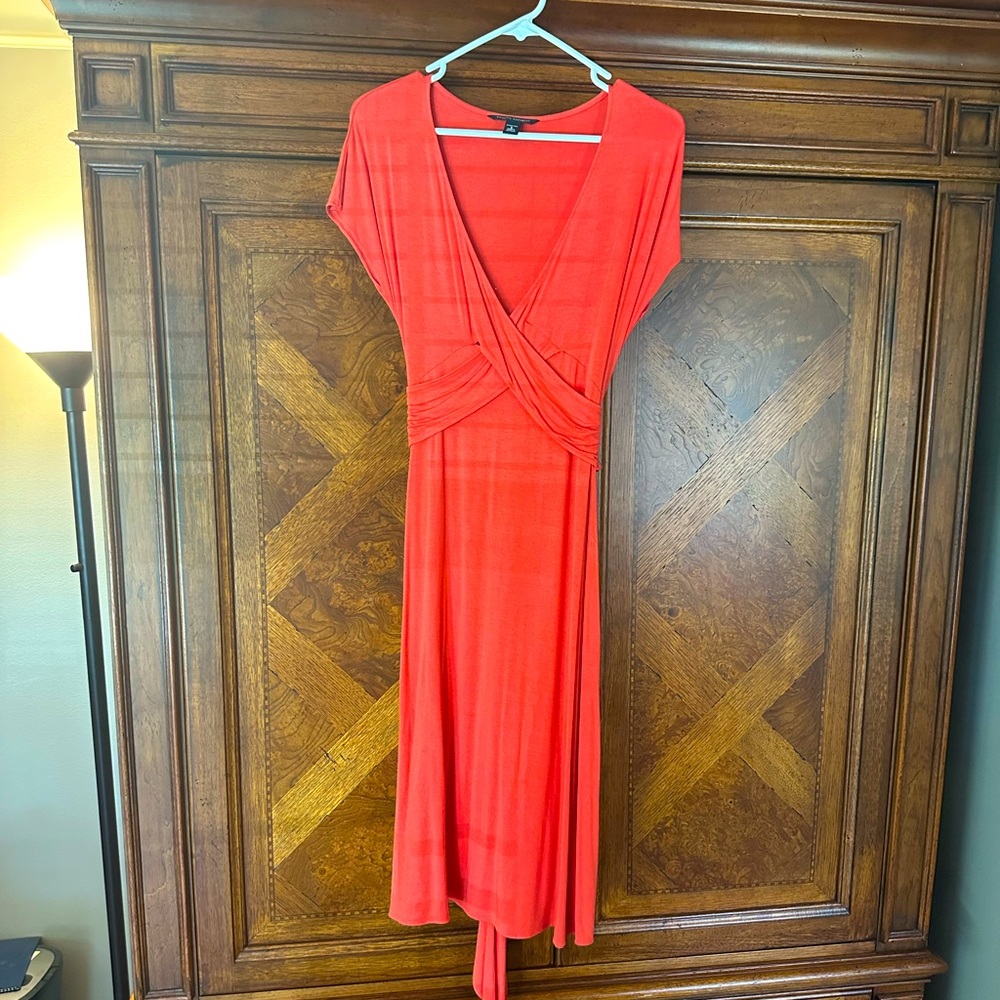 Coral Women’s v neck midi dress